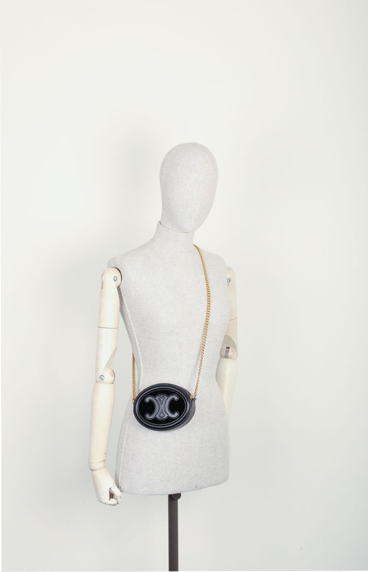 CELINE Triomphe Oval Crossbody Bag Black