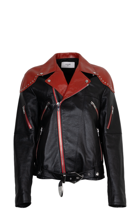 CELINE Jacket Leather Black Red