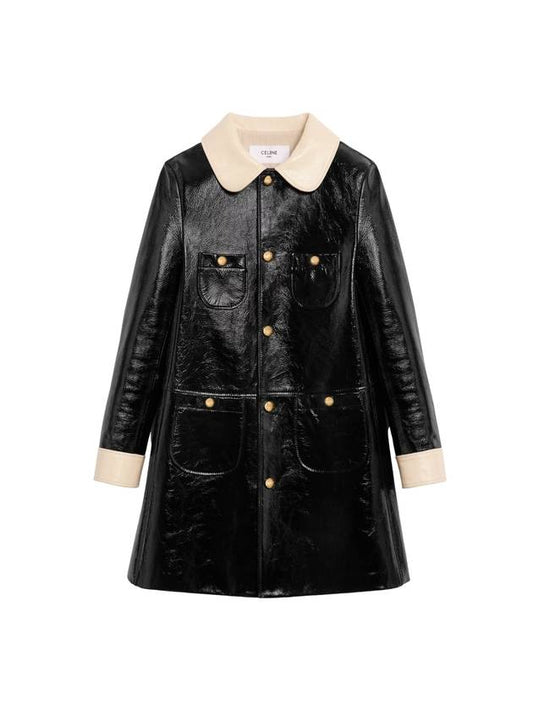 CELINE Babydoll Leather Single Coat Black