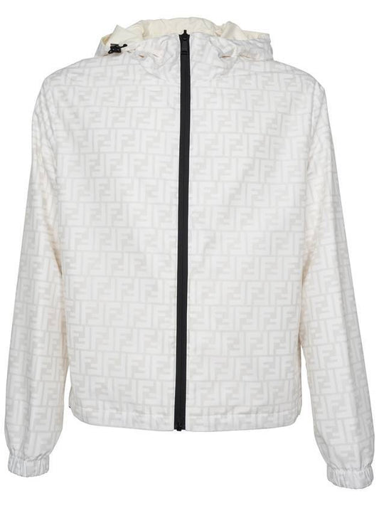 Fendi Men's Logo Pattern Reversible Windbreaker White