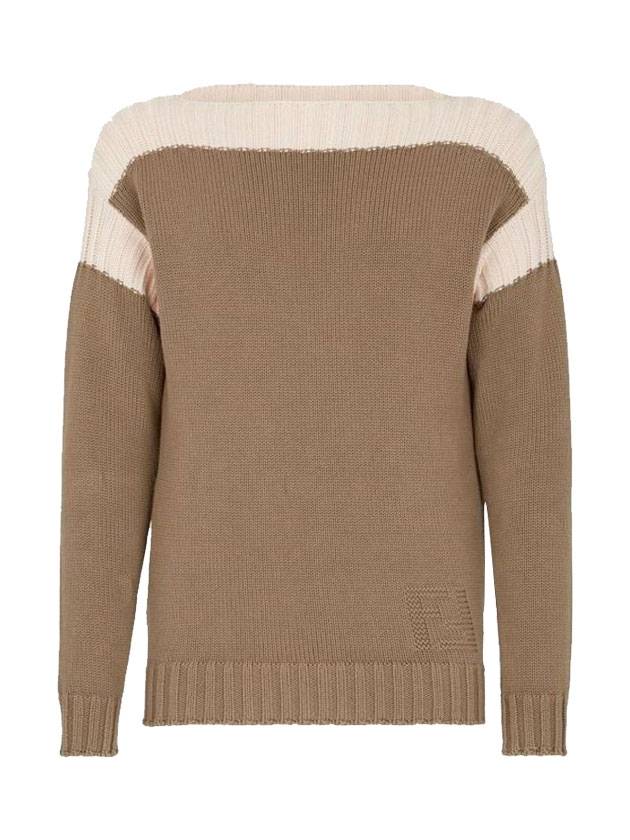 Fendi color block knit top brown