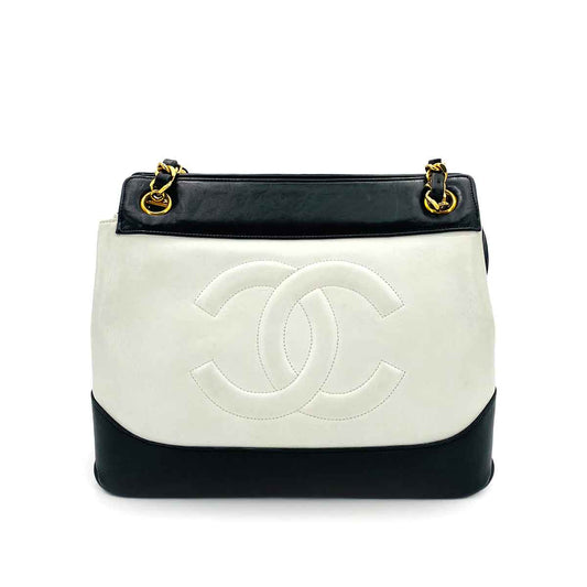 AUCTION Chanel Vintage Timeless CC Tote Bicolour Black / White Lambskin GHW #1 90239414