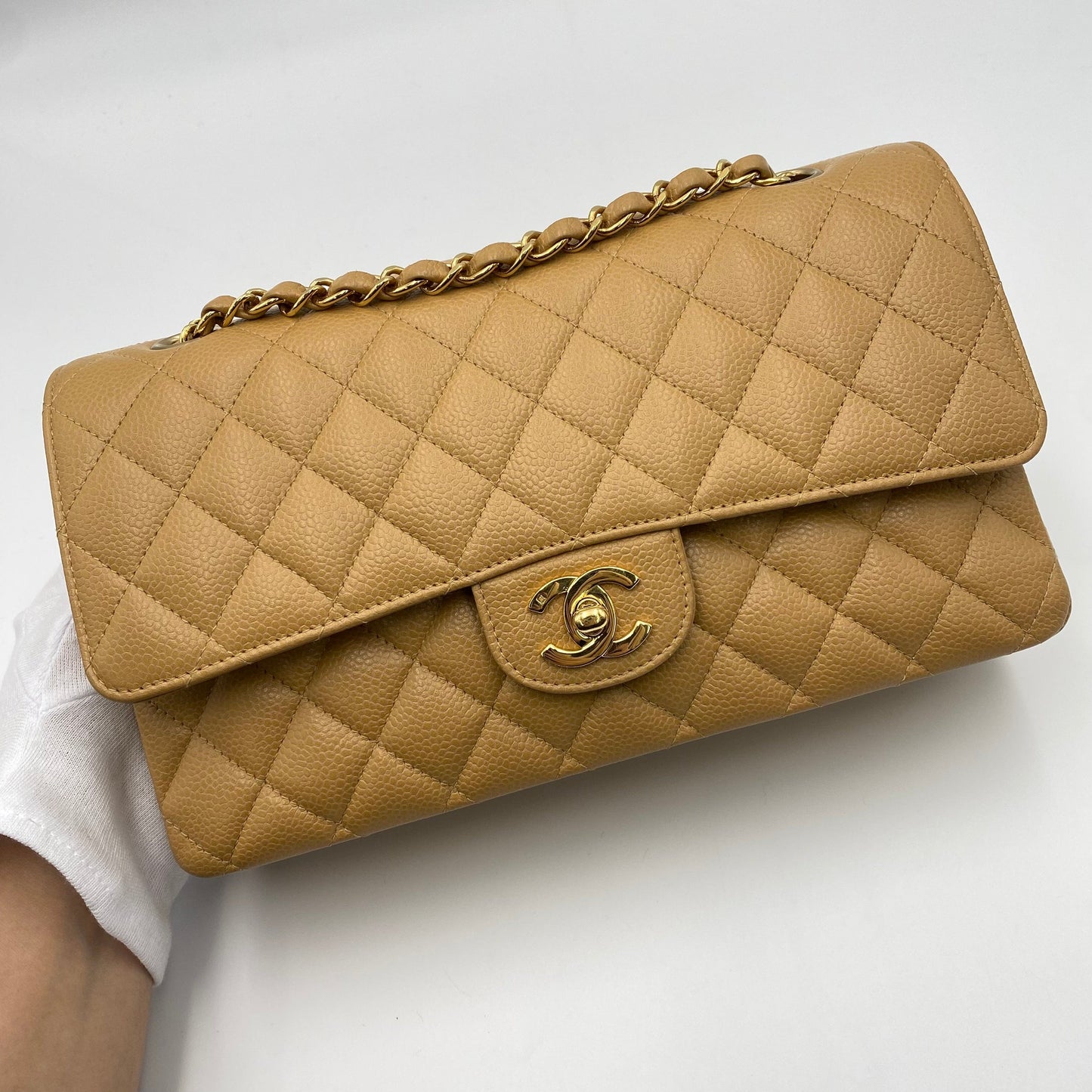 Chanel Vintage Classic Flap Medium Beige Caviar GHW #9 90216555