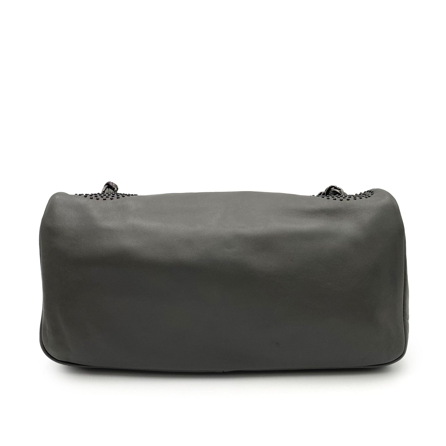 Chanel Vintage Cocomark Stud Gray Lambskin Black HW #12 90231635