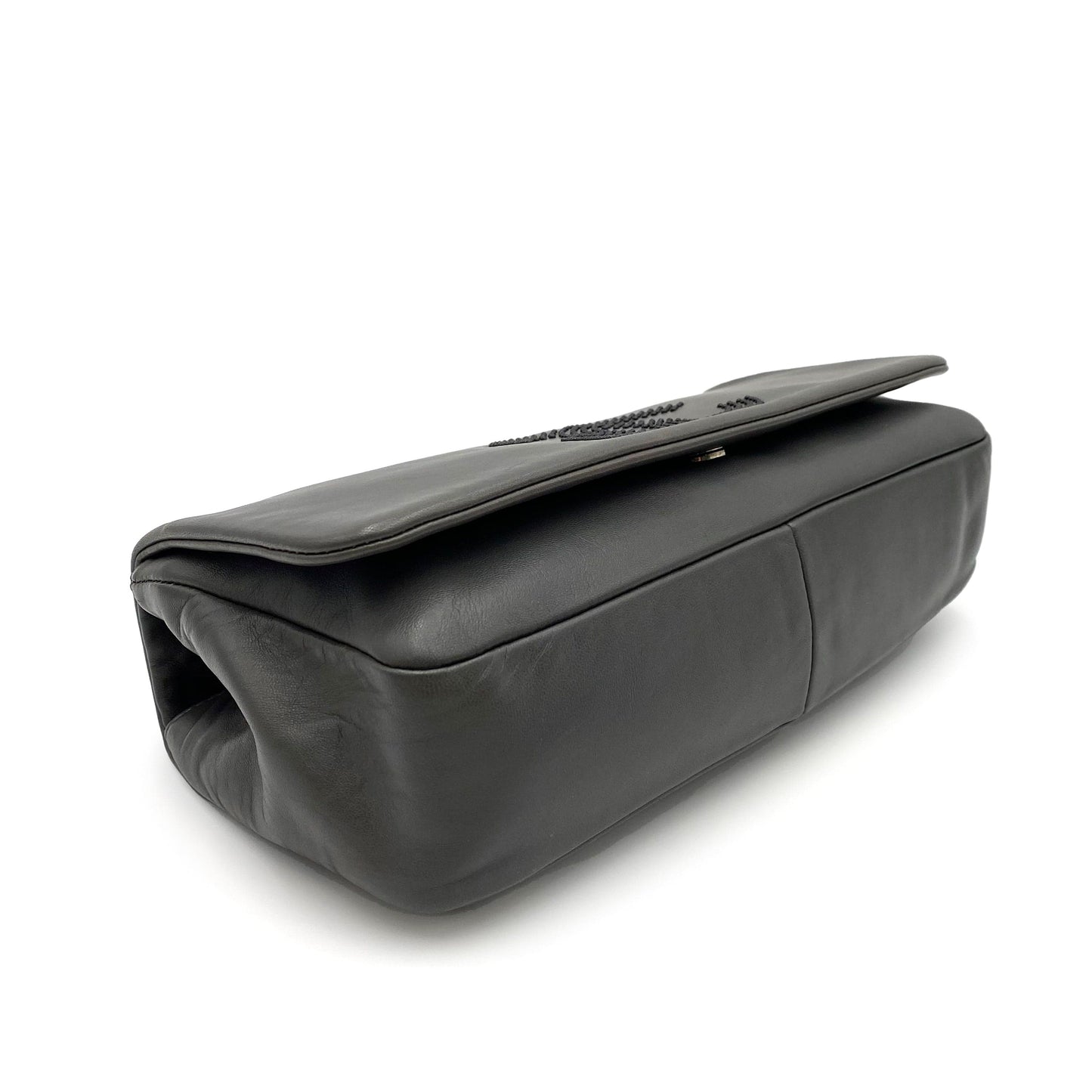 Chanel Vintage Cocomark Stud Gray Lambskin Black HW #12 90231635