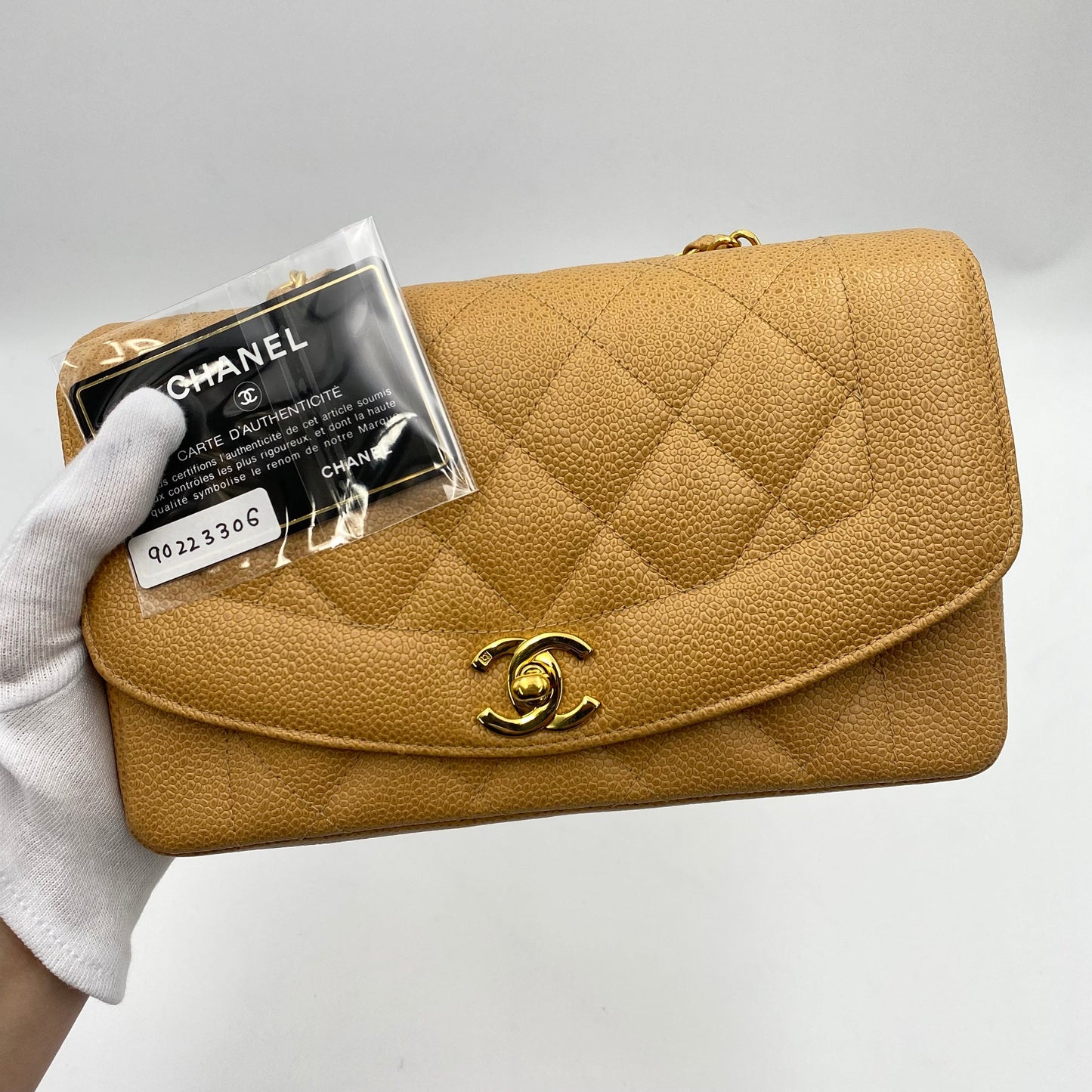 Chanel Vintage Diana Small Beige Caviar GHW #3 90223306