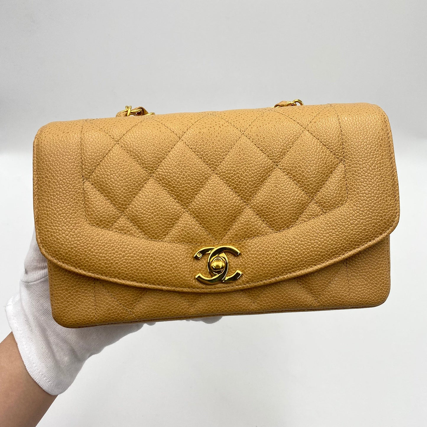 Chanel Vintage Diana Small Beige Caviar GHW #3 90223306