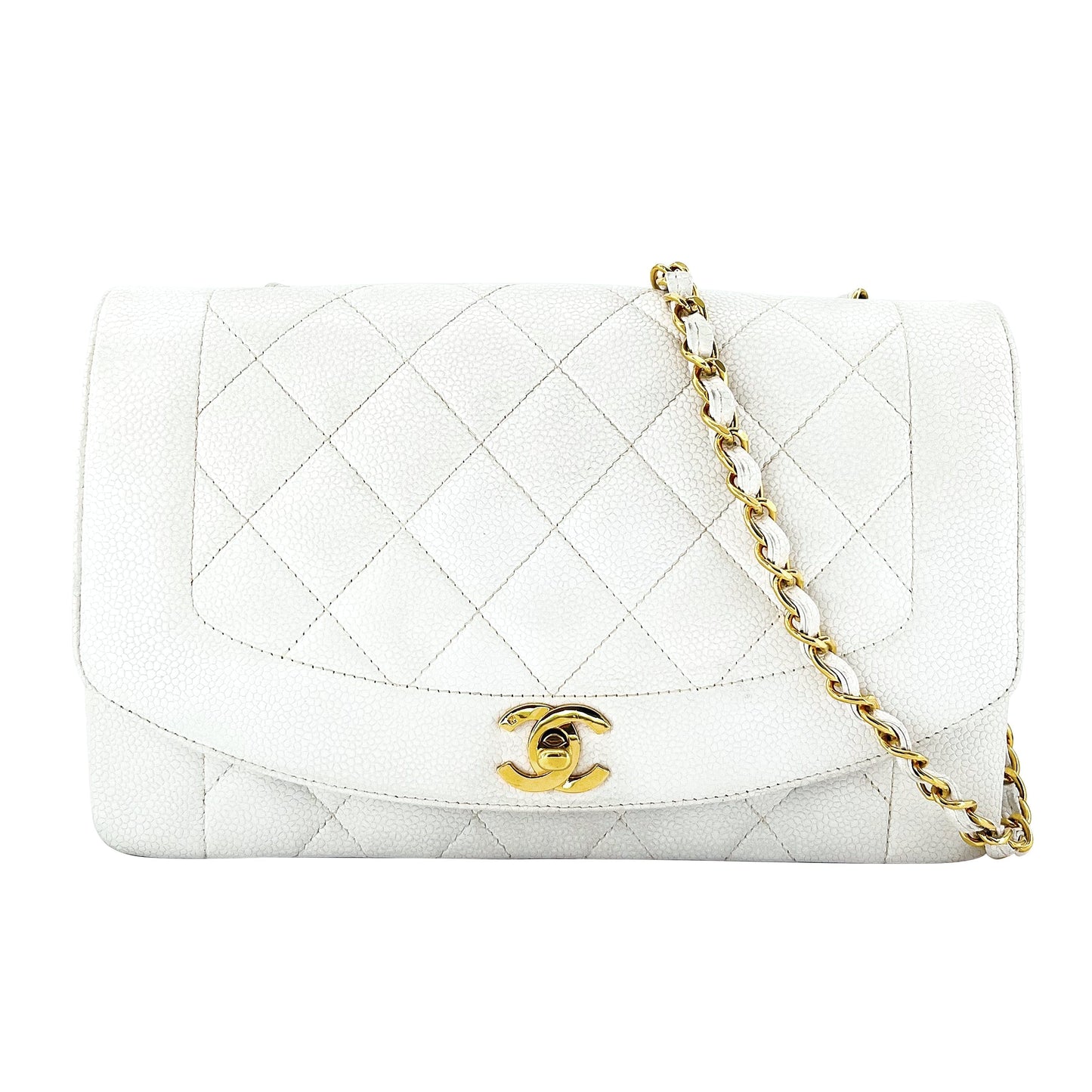 Chanel Vintage Diana Small White Caviar GHW #4 90195652