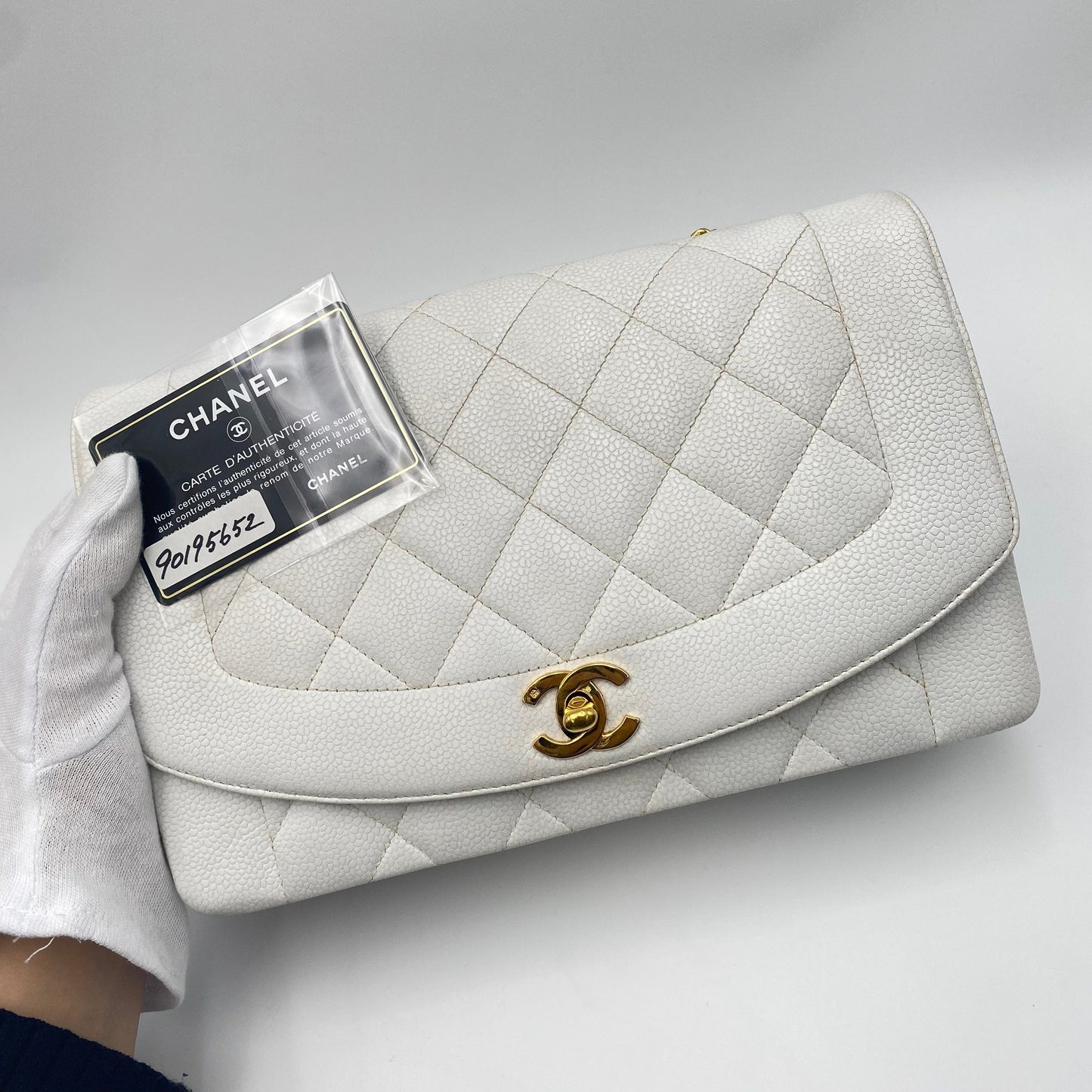 Chanel Vintage Diana Small White Caviar GHW #4 90195652