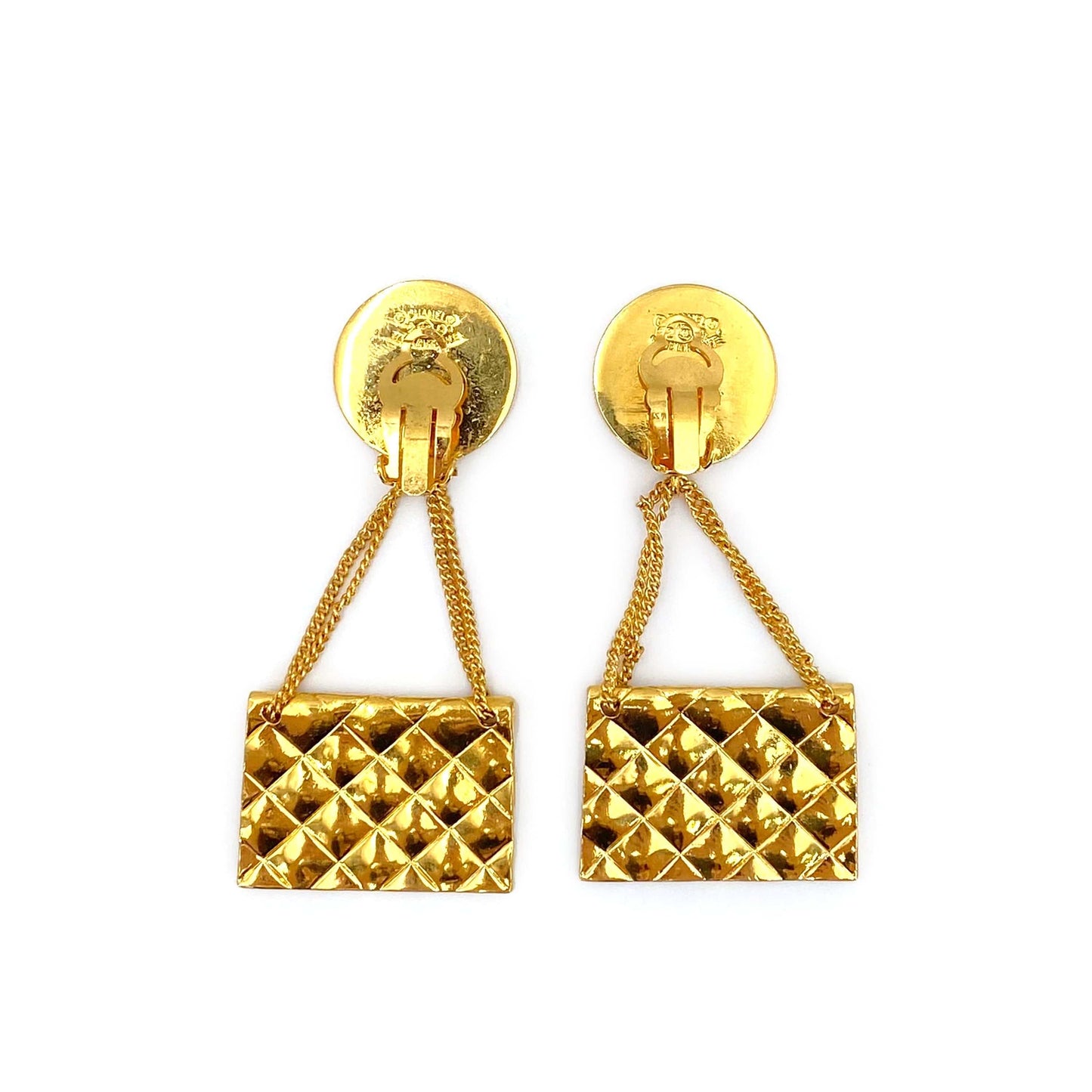 Chanel Vintage Earrings (Clip-On) CC Flap Motif 90240936