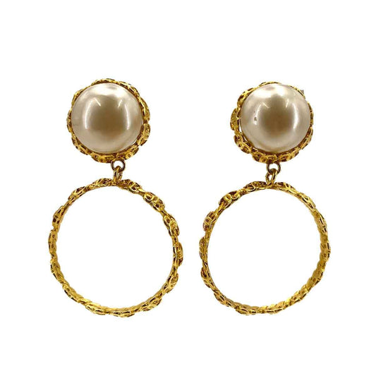 CHANEL VINTAGE EARRINGS HOOP ACCESSORY 2 8 90242980