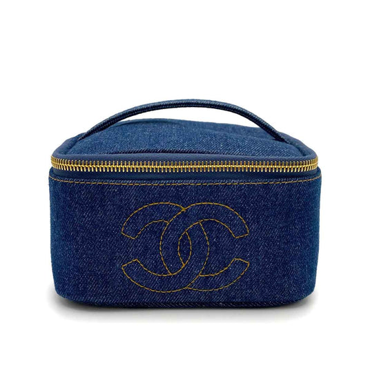 Chanel Vintage Flat Vanity Blue Denim 90233667