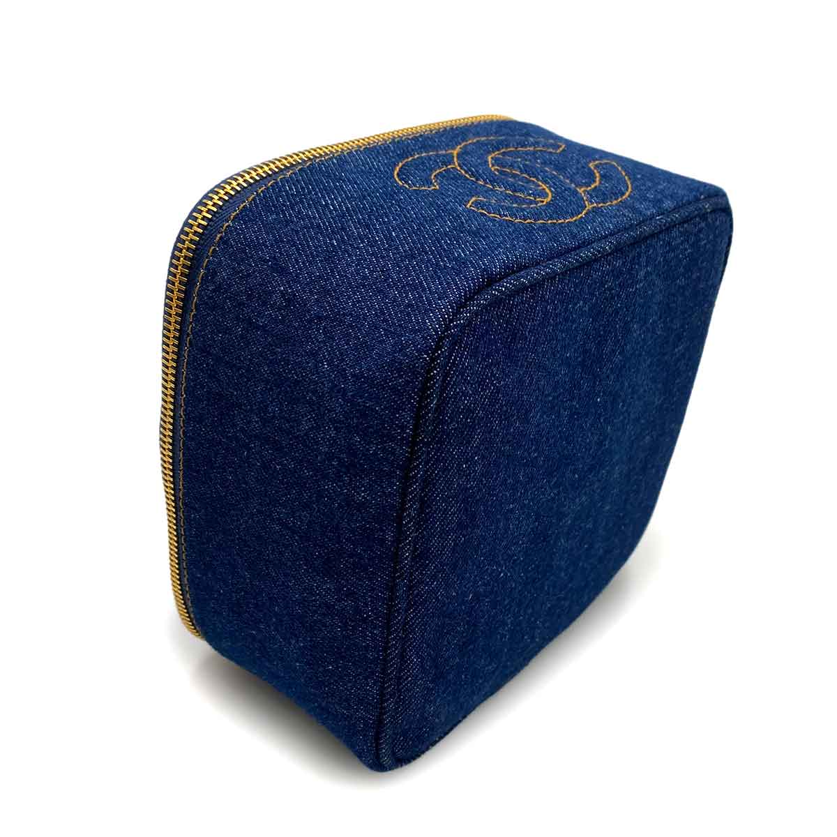 Chanel Vintage Flat Vanity Blue Denim 90233667