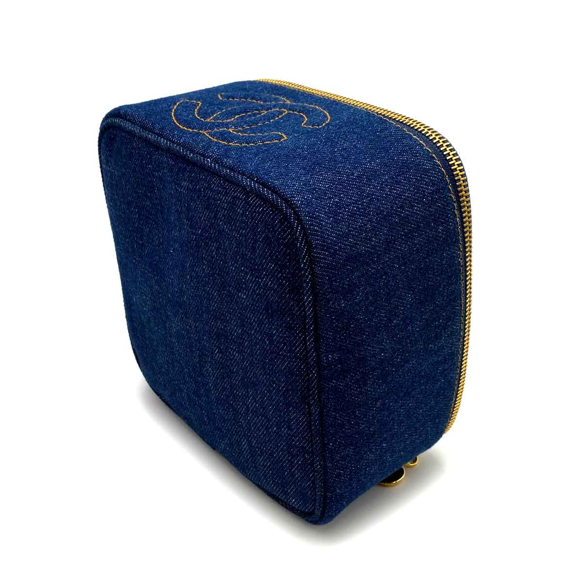 Chanel Vintage Flat Vanity Blue Denim 90233667