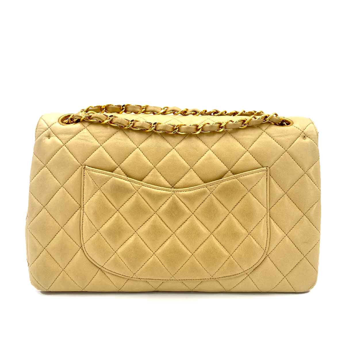 CHANEL VINTAGE PARIS ONLY MATELASSE CHAIN SHOULDER BAG BEIGE LAMB SKIN 90240427