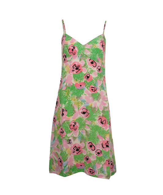 Chanel 97P Silk Dress Floral Green ASL8259