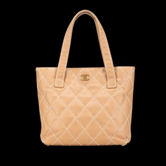 Beige Leather Chanel Handbag