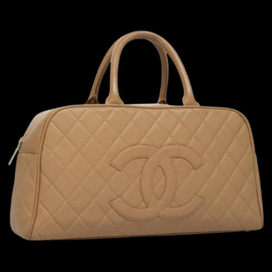 Beige Leather Chanel Handbag