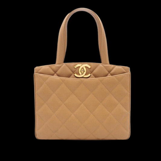 Beige Leather Chanel Handbag