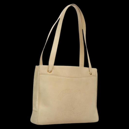 Beige Leather Chanel Shoulder Bag