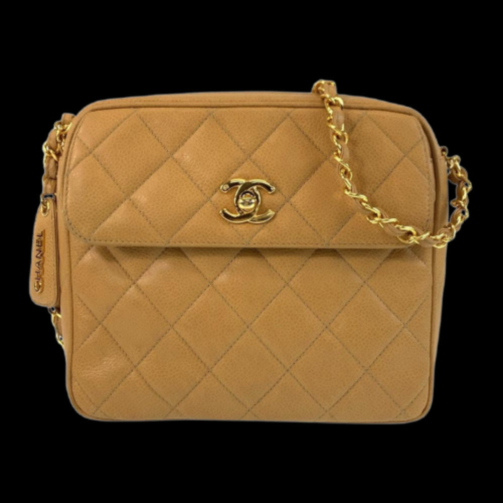 Beige Leather Chanel Shoulder Bag