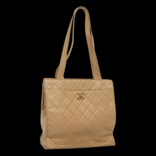 Beige Leather Chanel Shoulder Bag