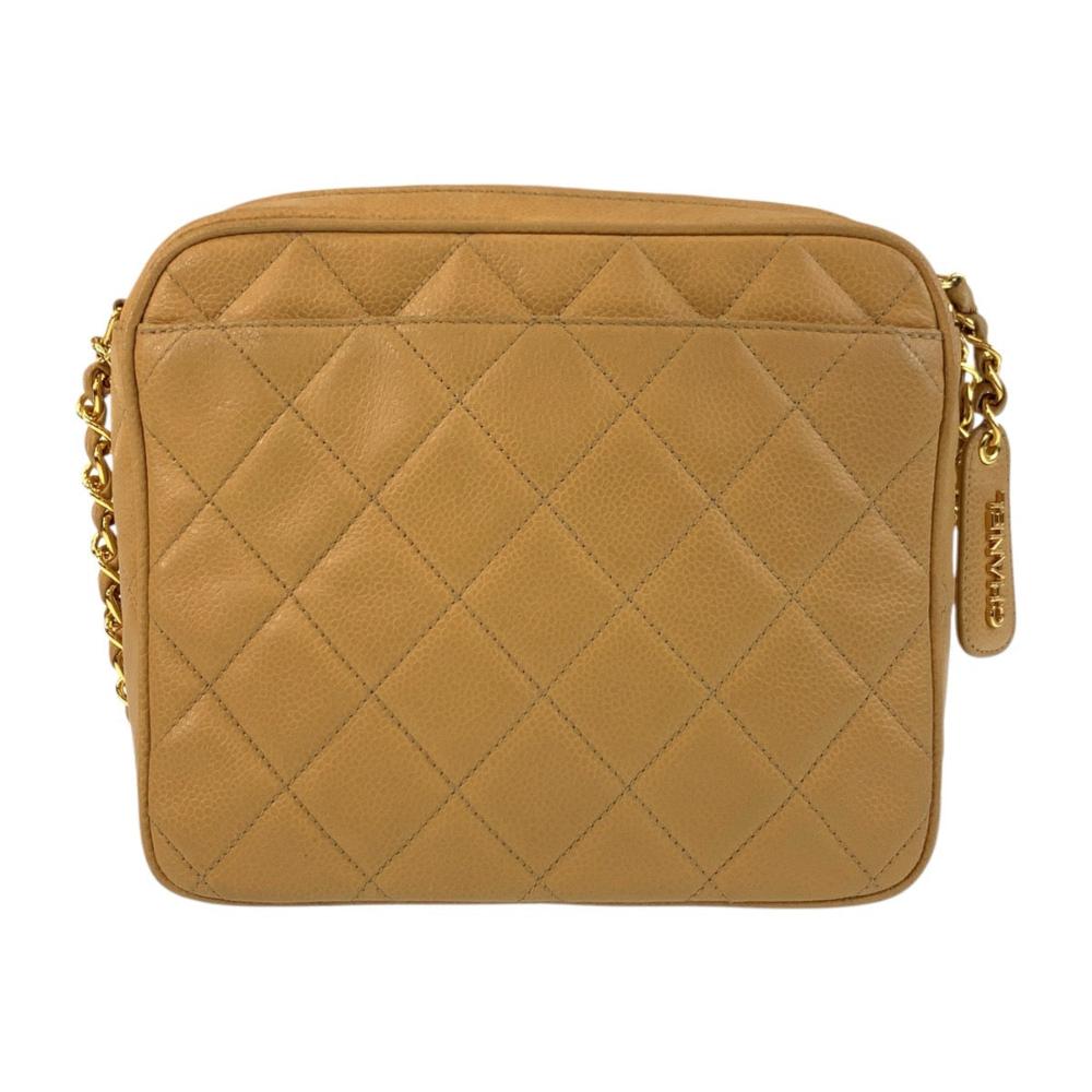 Beige Leather Chanel Shoulder Bag