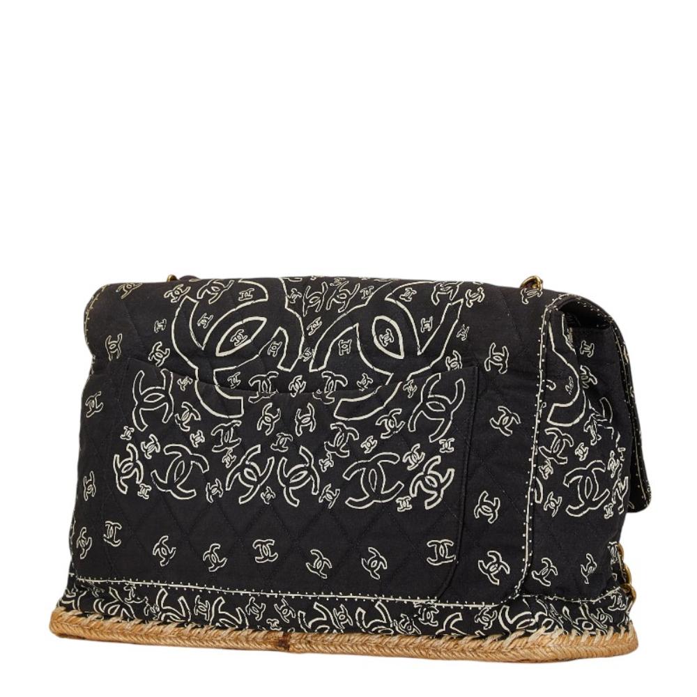 Black Cotton Chanel Shoulder Bag