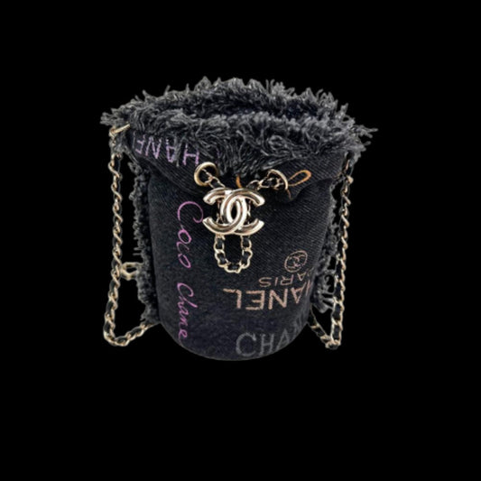 Black Denim Chanel Bucket Bag