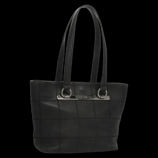 Black Leather Chanel Tote
