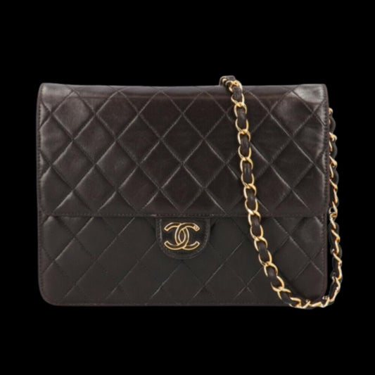 Black Leather Chanel Shoulder Bag