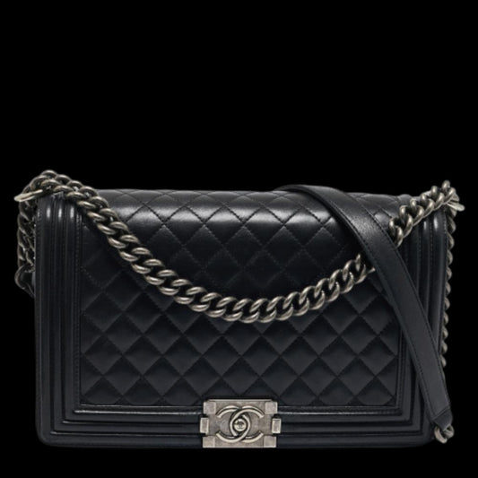 Black Leather Chanel Flap Bag