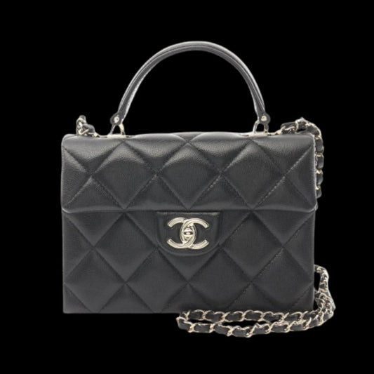 Black Leather Chanel Handbag