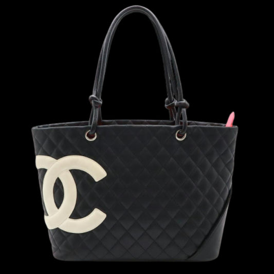 Black Leather Chanel Tote