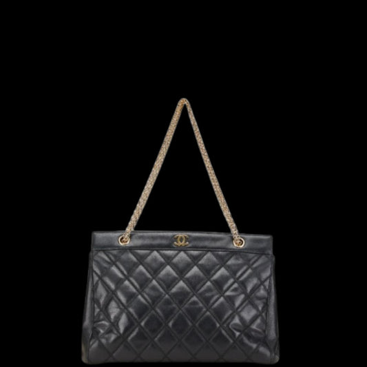 Black Leather Chanel Shoulder Bag