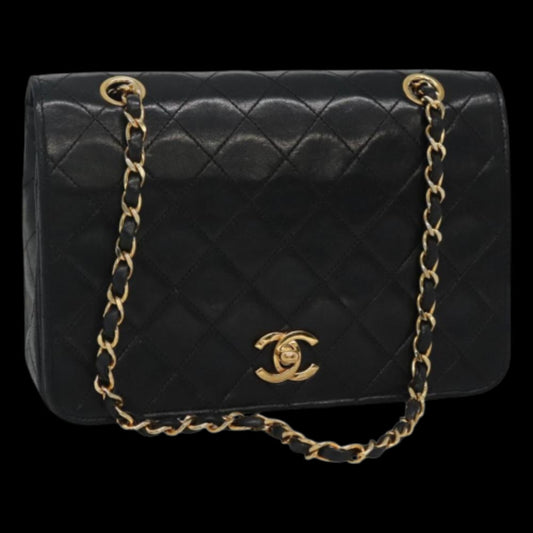 Black Leather Chanel Shoulder Bag