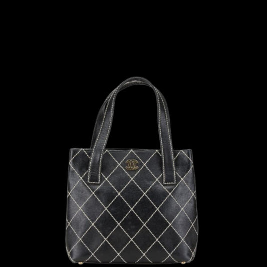 Black Leather Chanel Tote