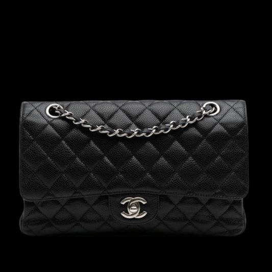 Black Leather Chanel Shoulder Bag