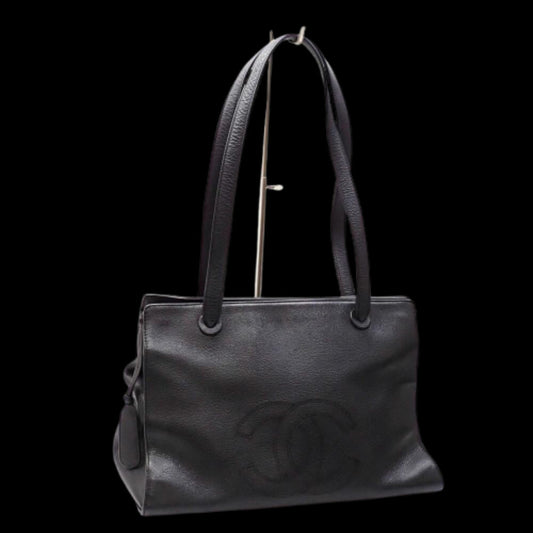 Black Leather Chanel Tote