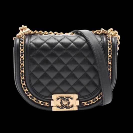 Black Leather Chanel Crossbody Bag