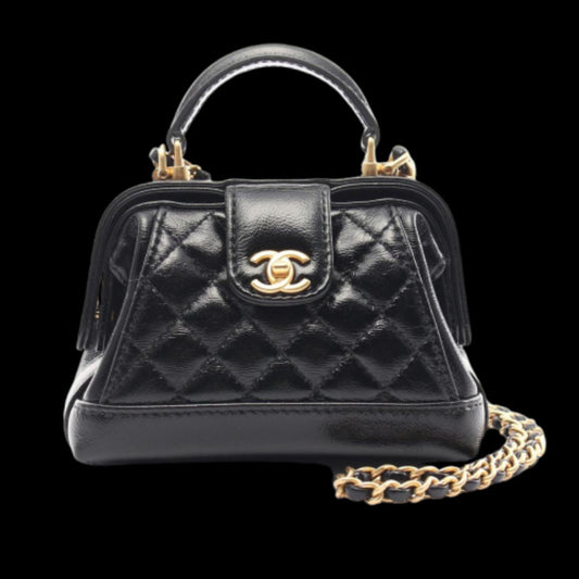 Black Leather Chanel Handbag
