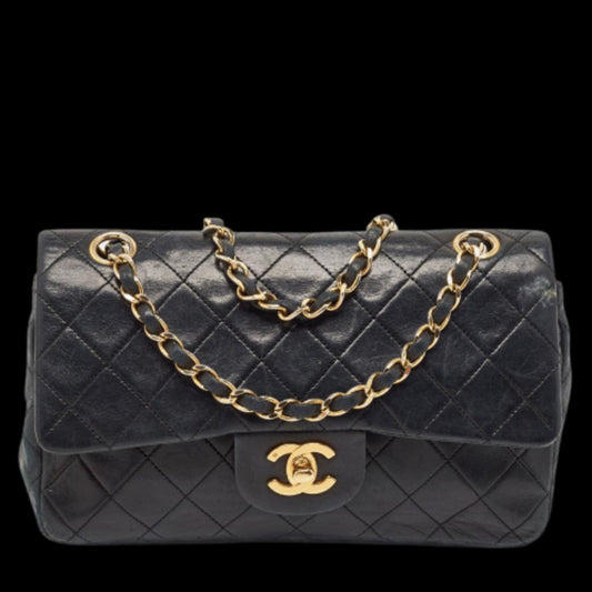 Black Leather Chanel Flap Bag