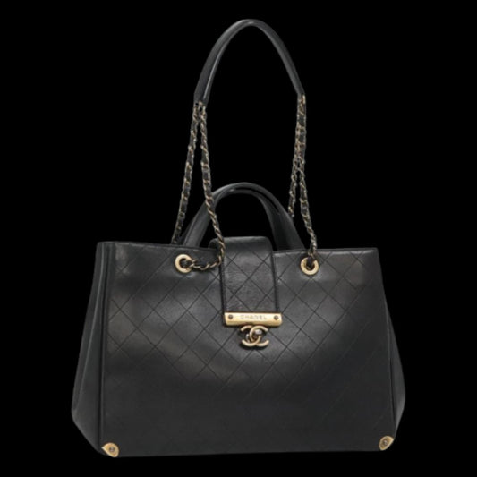 Black Leather Chanel Handbag