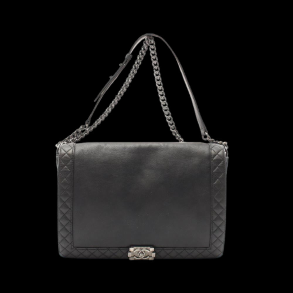 Black Leather Chanel Shoulder Bag