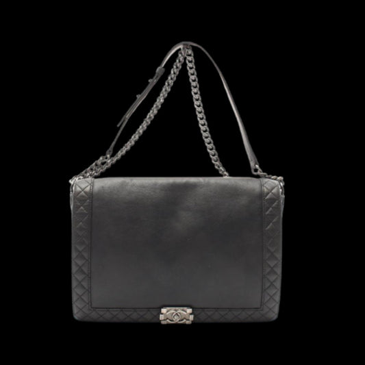 Black Leather Chanel Shoulder Bag