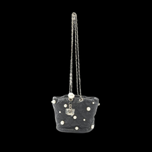 Black Leather Chanel Bucket Bag