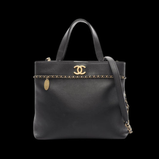 Black Leather Chanel Crossbody Bag