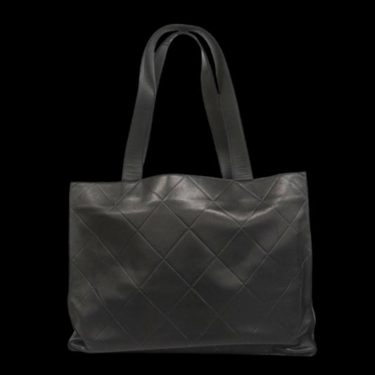Black Leather Chanel Tote