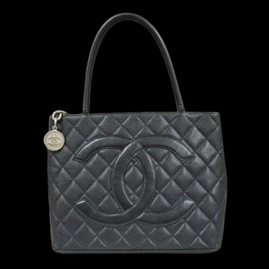 Black Leather Chanel Tote