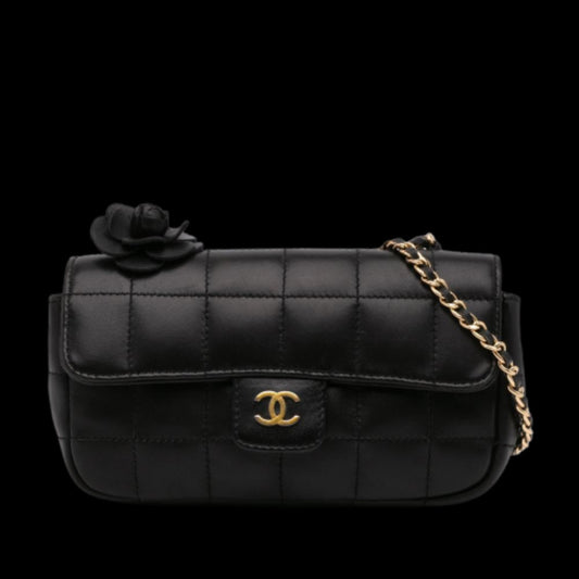 Black Leather Chanel Chocolate Bar